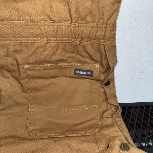 Berne Insulated Bib Overalls Mens 3XL Brown Duck Workwear Water Repellent - Picture 9 of 14
